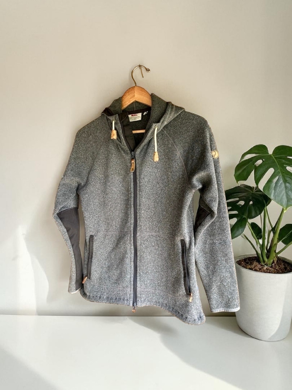 Fjallraven Ovik Gray Fleece Full-Zip Hooded Jacket